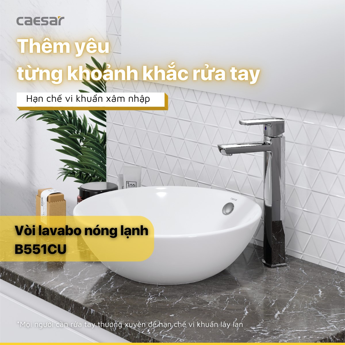 Vòi lavabo nóng lạnh Caesar B551CU