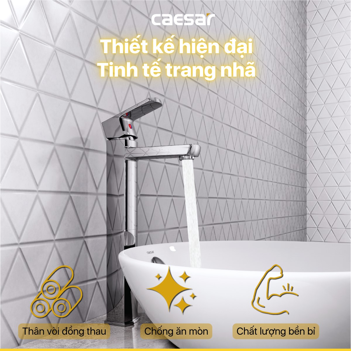 Vòi lavabo nóng lạnh Caesar B551CU
