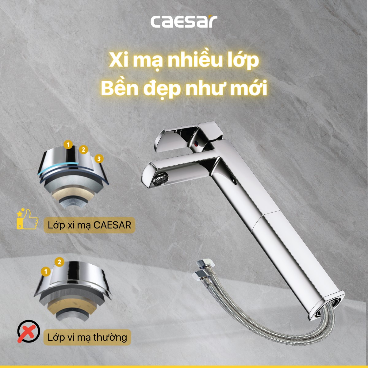 Vòi lavabo nóng lạnh Caesar B551CU
