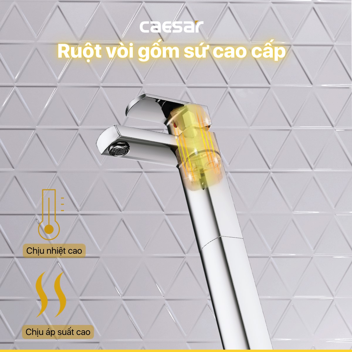 Vòi lavabo nóng lạnh Caesar B551CU