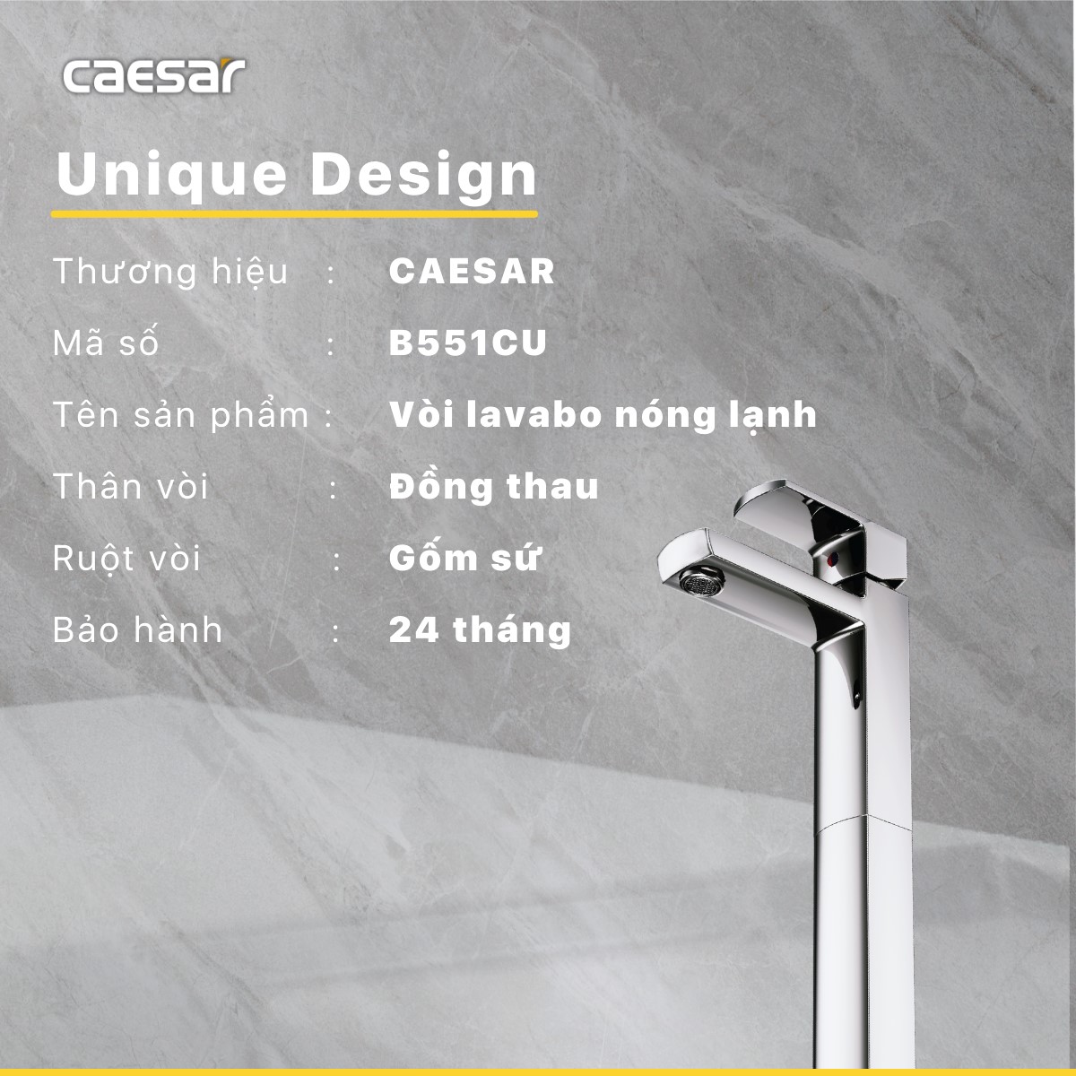 Vòi lavabo nóng lạnh Caesar B551CU