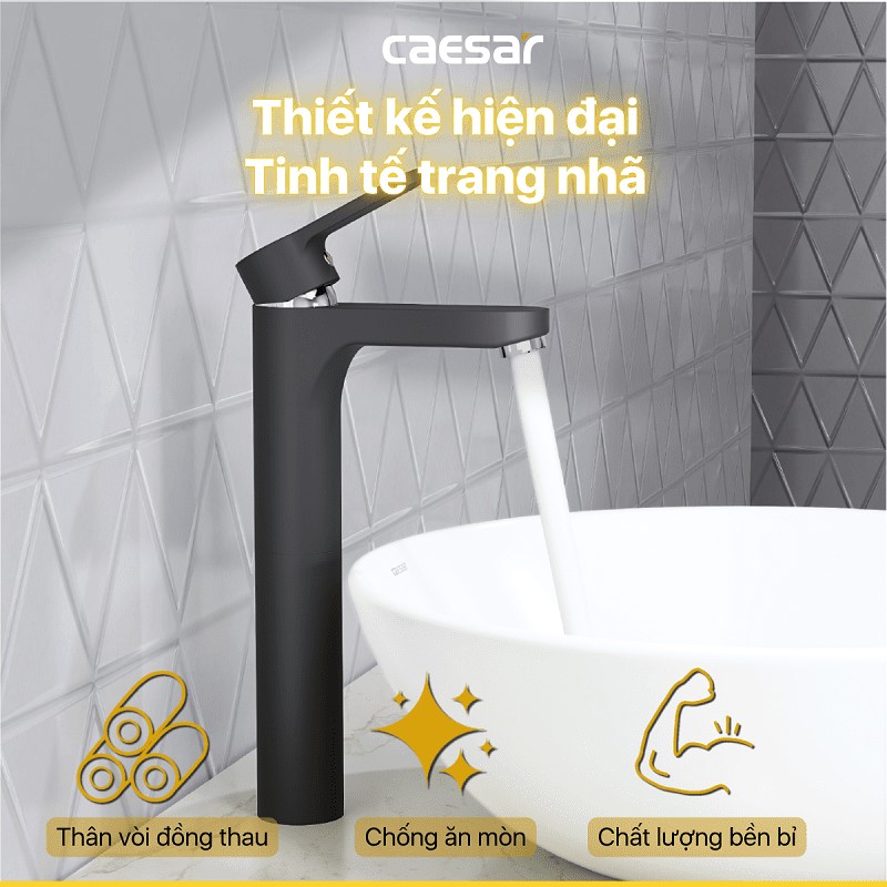 Vòi lavabo nóng lạnh Caesar B571CBU thân cao