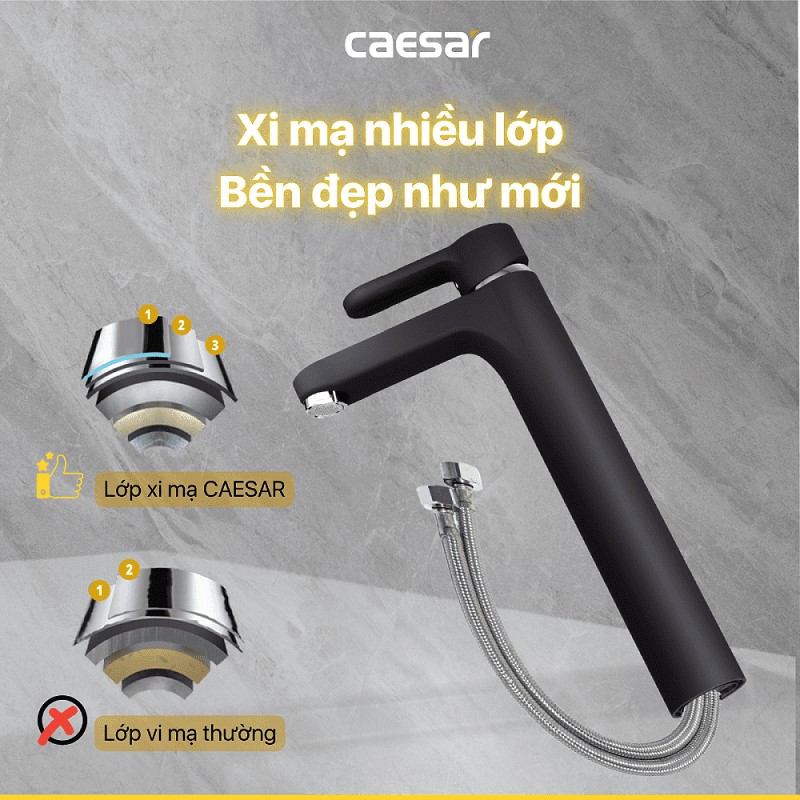 Vòi lavabo nóng lạnh Caesar B571CBU thân cao