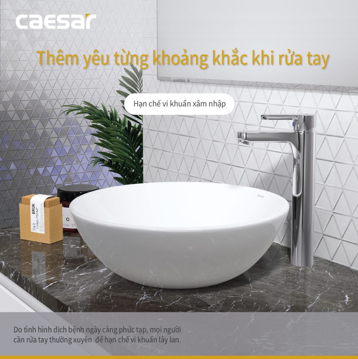 Vòi lavabo nóng lạnh Caesar B571CU thân cao