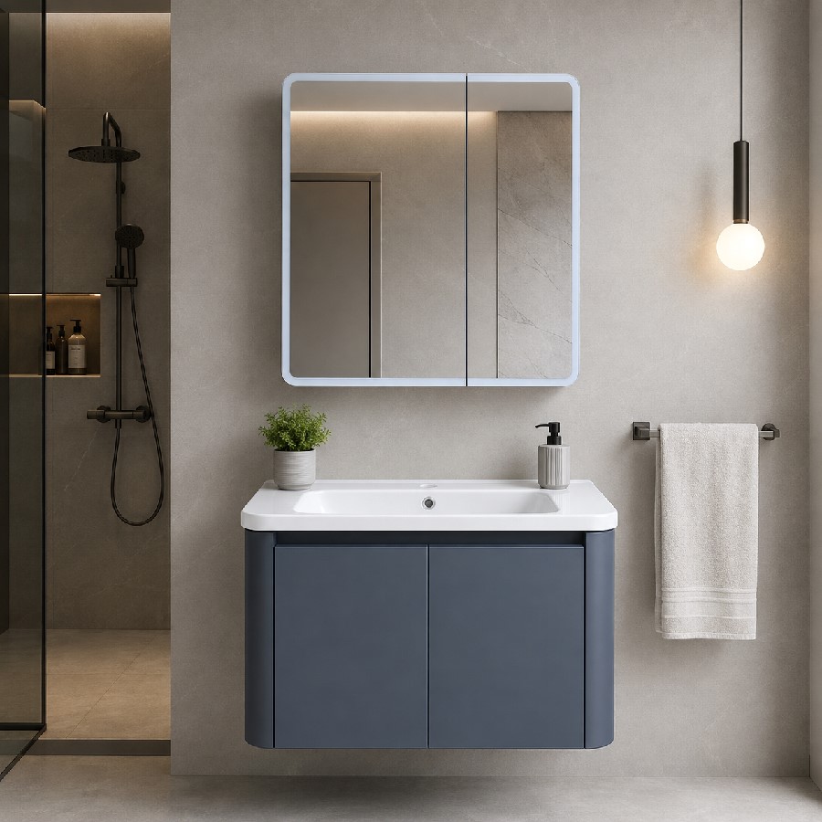 Bộ tủ lavabo treo tường Gabba T1103A nhựa PVC