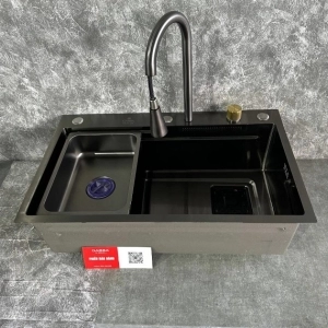 CHẬU RỬA CHÉN INOX 304 GABBA 7846D NANO ĐEN