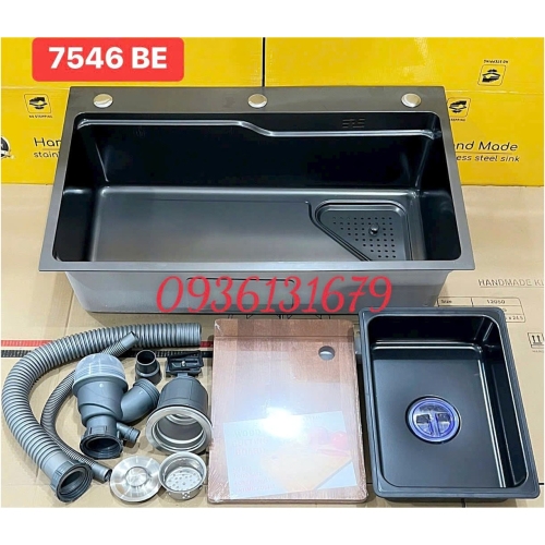 Chậu rửa bát inox Gabba 7546BE nano đen