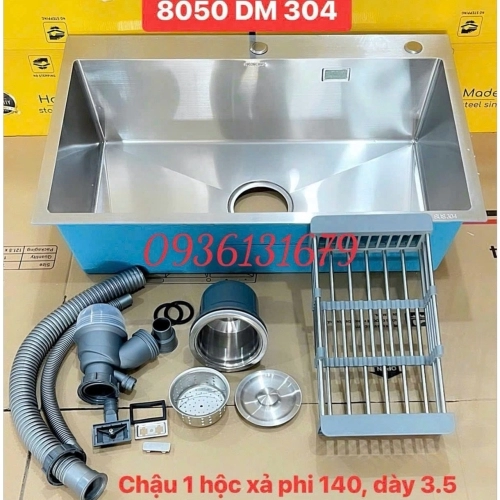 Chậu rửa chén inox 304 1 ngăn Gabba 8050DM