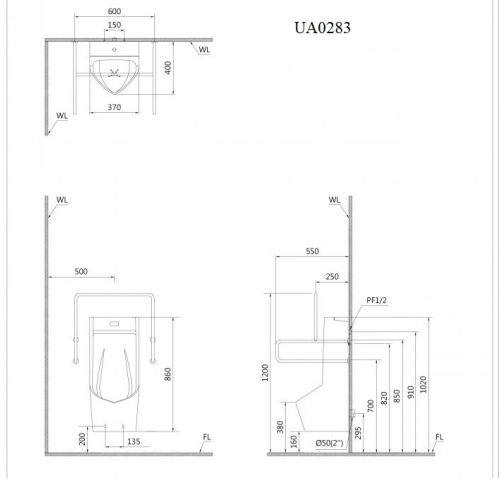 BỒN TIỂU NAM TREO CẢM ỨNG CAESAR UA0283